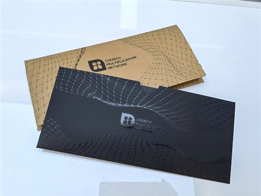 Self Adhesive Packaging Accessories , Kraft Paper Envelope 1C Spot UV Pinting OEM