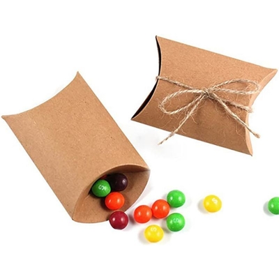 Küçük Kraft Kağıt Kutusu, Düğün Favor Dekorasyon için Yastık Şeker Kutusu