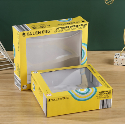 Pencere E Flüt Oluklu Kağıt malzeme ile 4C PMS ofset Oyuncak Ambalaj Kutusu
